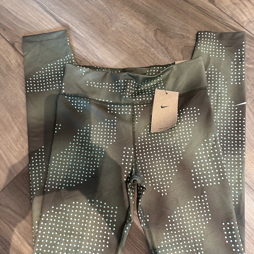 Nike Olive and Mint Dotted Leggings Youth XL